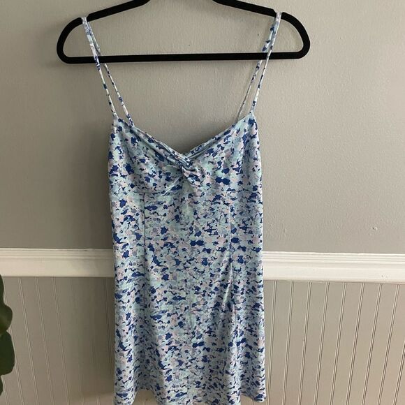 Women's Mango Blue Multi Color Floral Printed Mini Dress - Picture 6 of 13